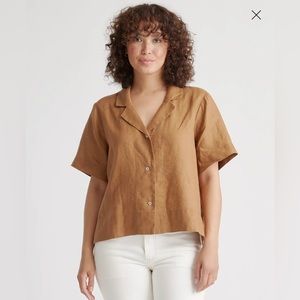 Quince European Linen Short Sleeve Shirt Sz small